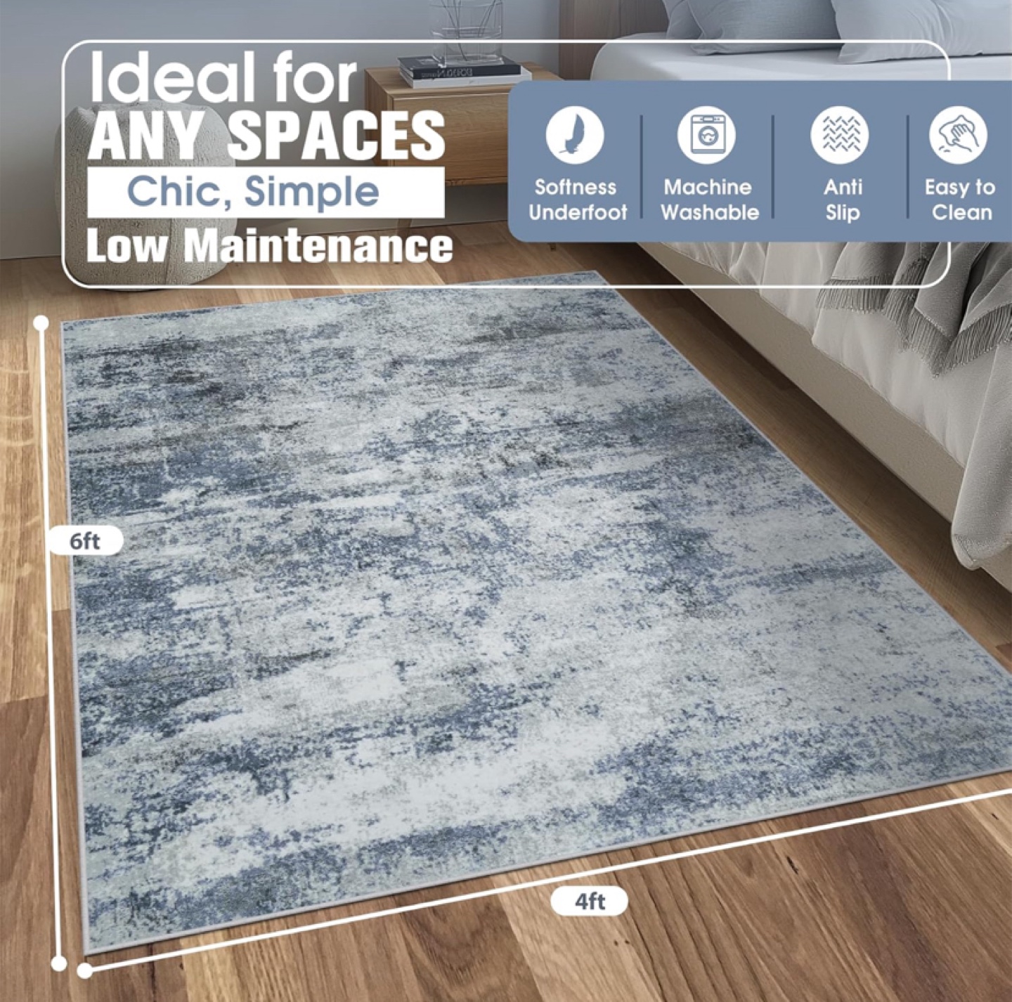 Aelenmu 4x6 Area Rug - Blue/Grey - photo 2