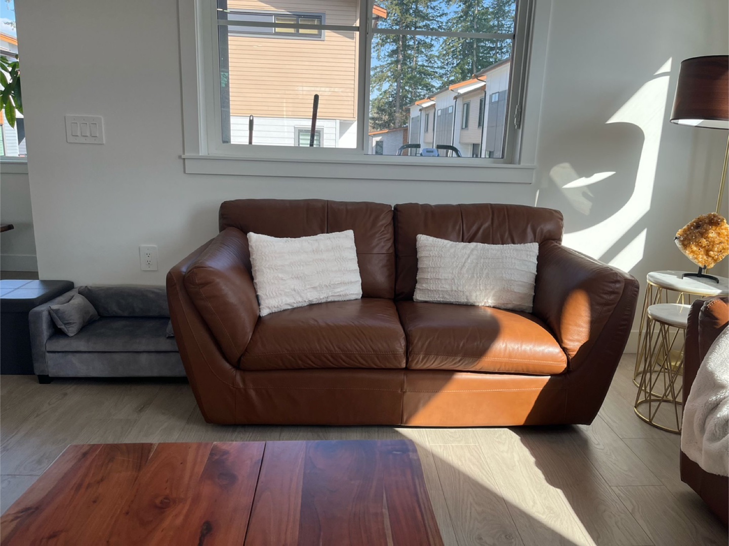Moving Sale - 2 pieces Genuine Leather Brown Sofa Set - photo 2