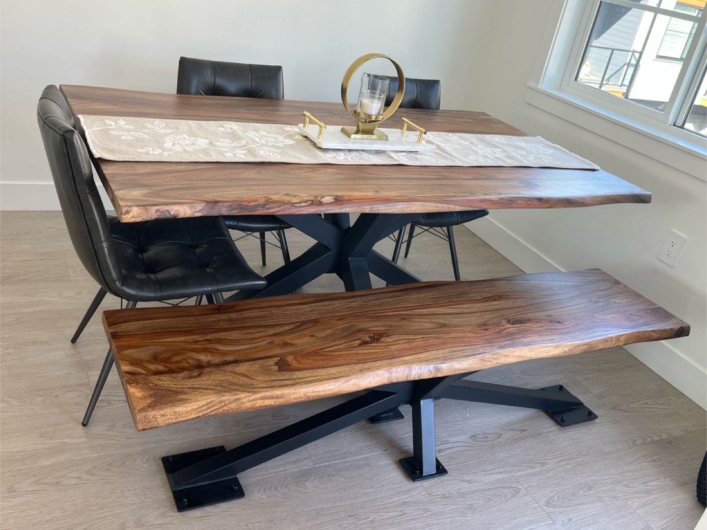 Moving sale - Live Edge Dining Table with Bench & 4 Chairs