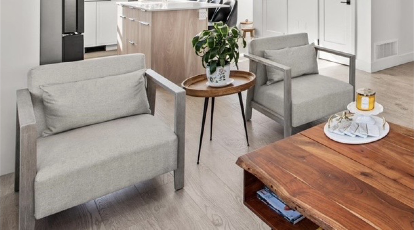 Brand New Chairs - 2 Grey Armchair with 2 cushions