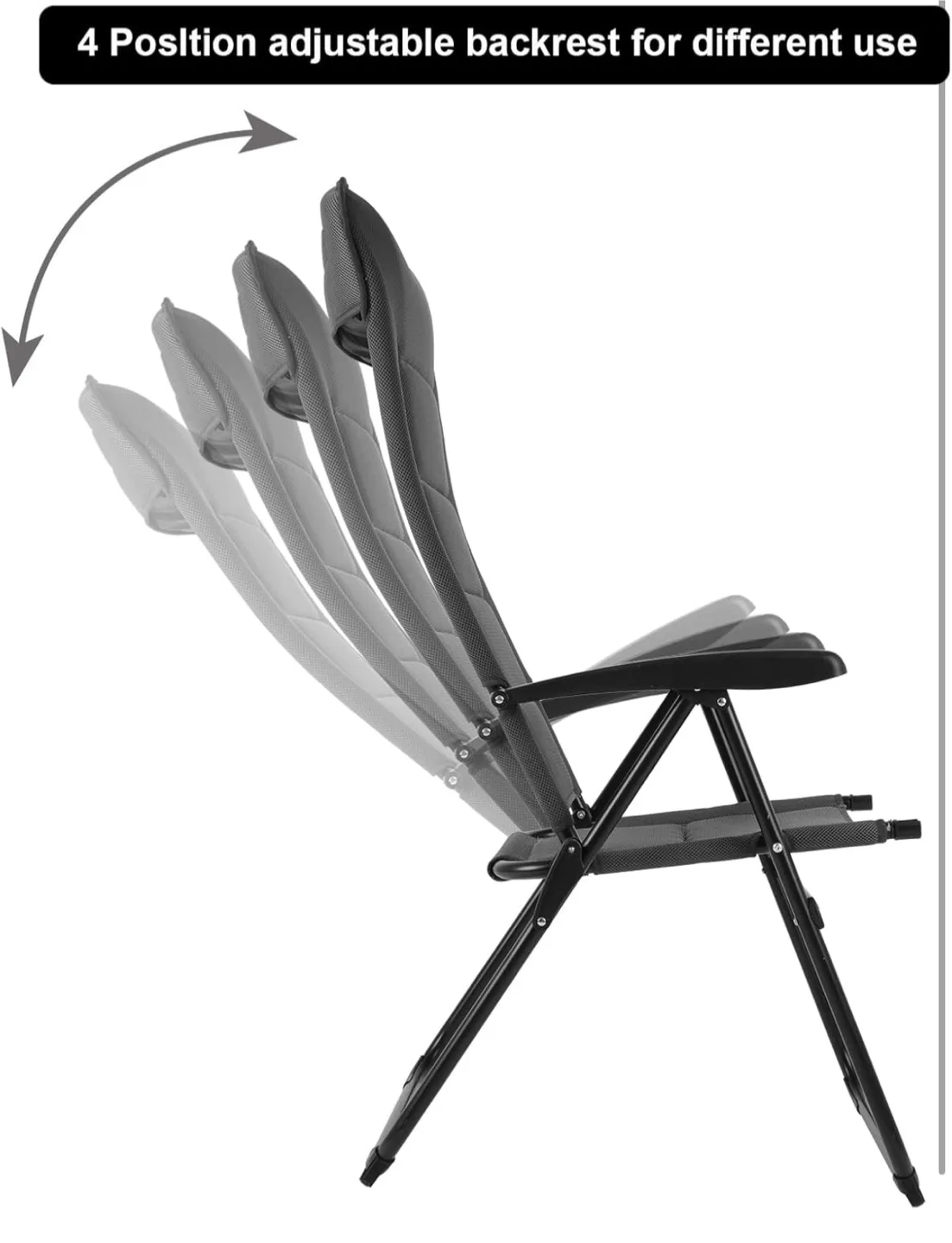 Reclining Folding Patio Lounge Chair, High Back, Foldable - NEW thumbnail