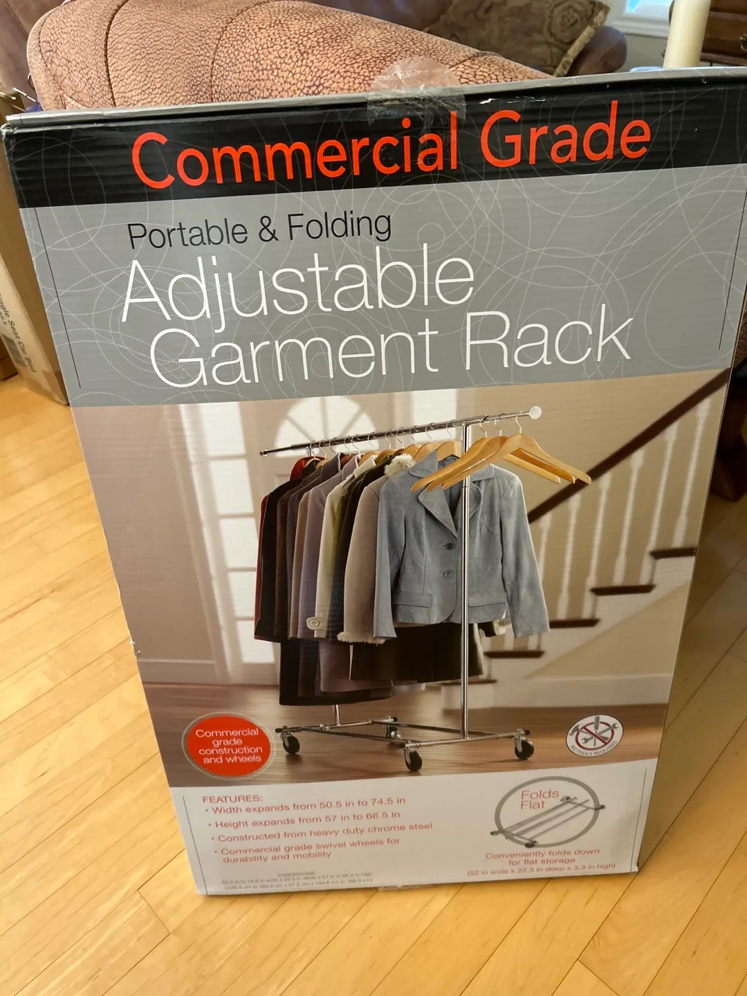 Commercial Grade Adjustable Garment Rack - Portable & Folding thumbnail