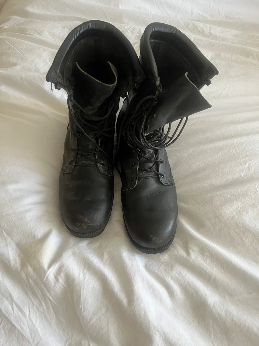 Black Leather Combat Boots, Size 10 thumbnail