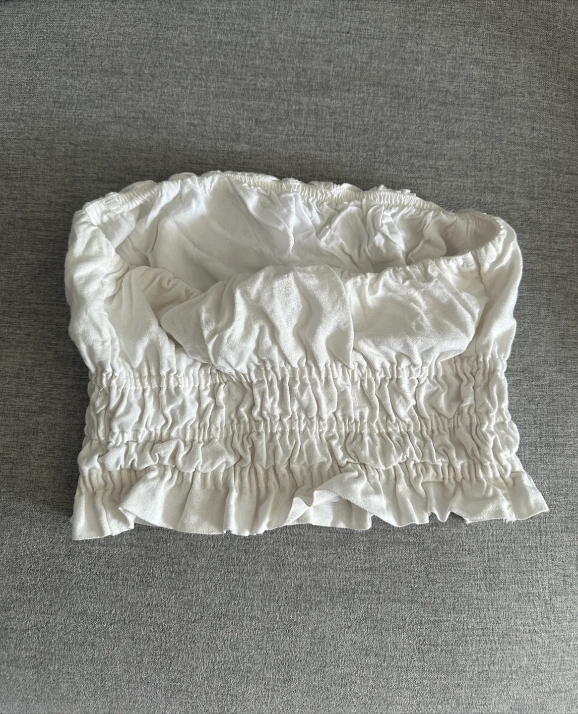 Abercrombie - strapless linen-blend ruched top image indicator(3)