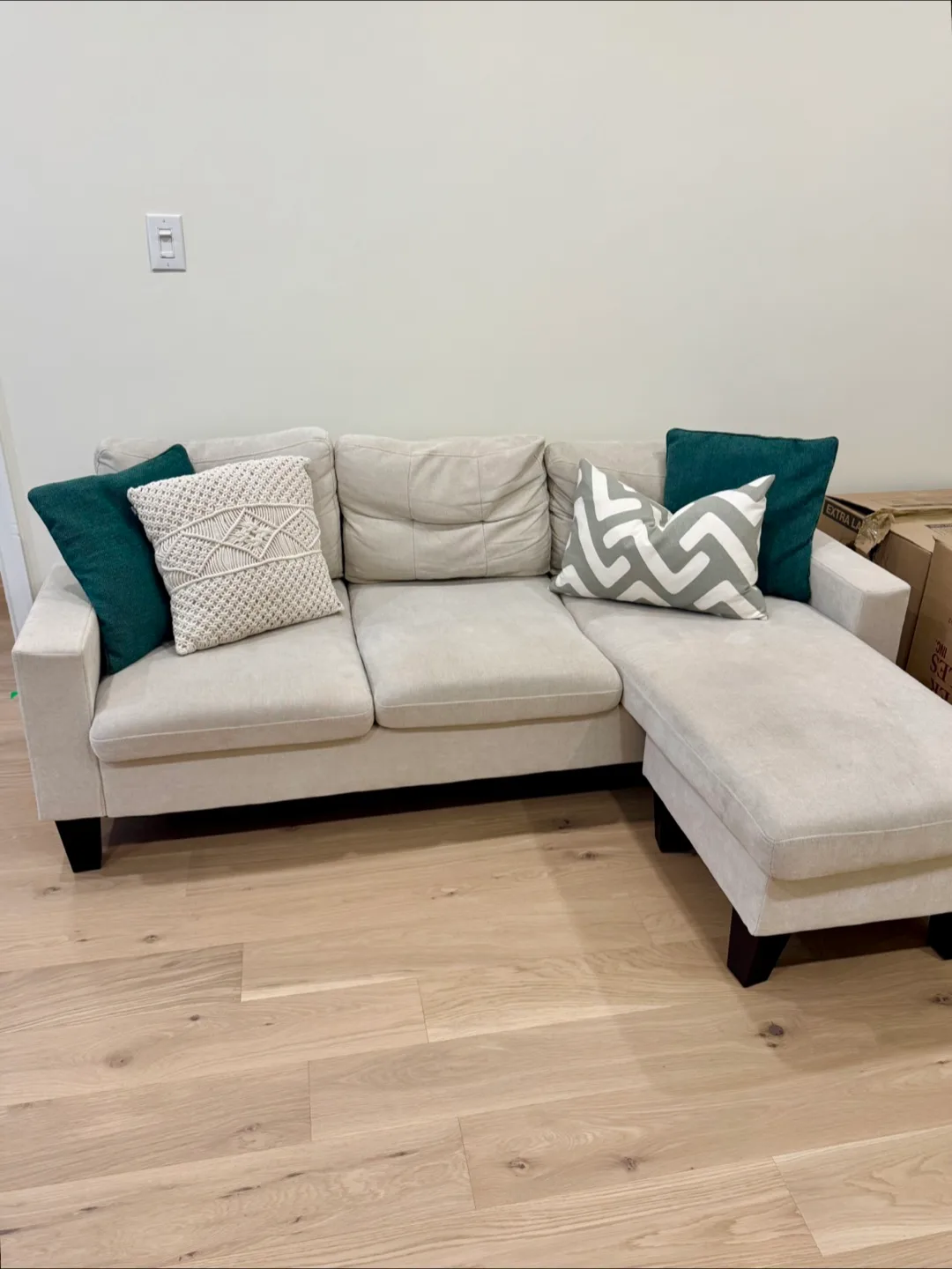 Taupe Sectional Sofa with Chaise Lounge thumbnail