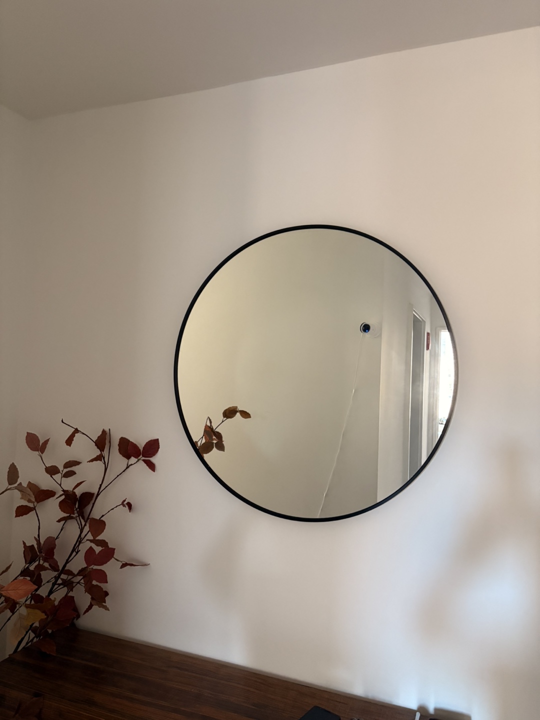 Round Wall Mirror - Black Frame - photo 2