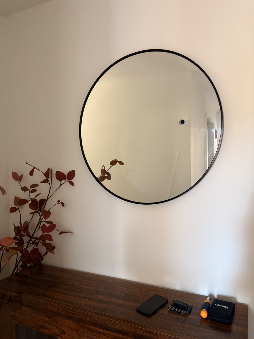 Round Wall Mirror - Black Frame