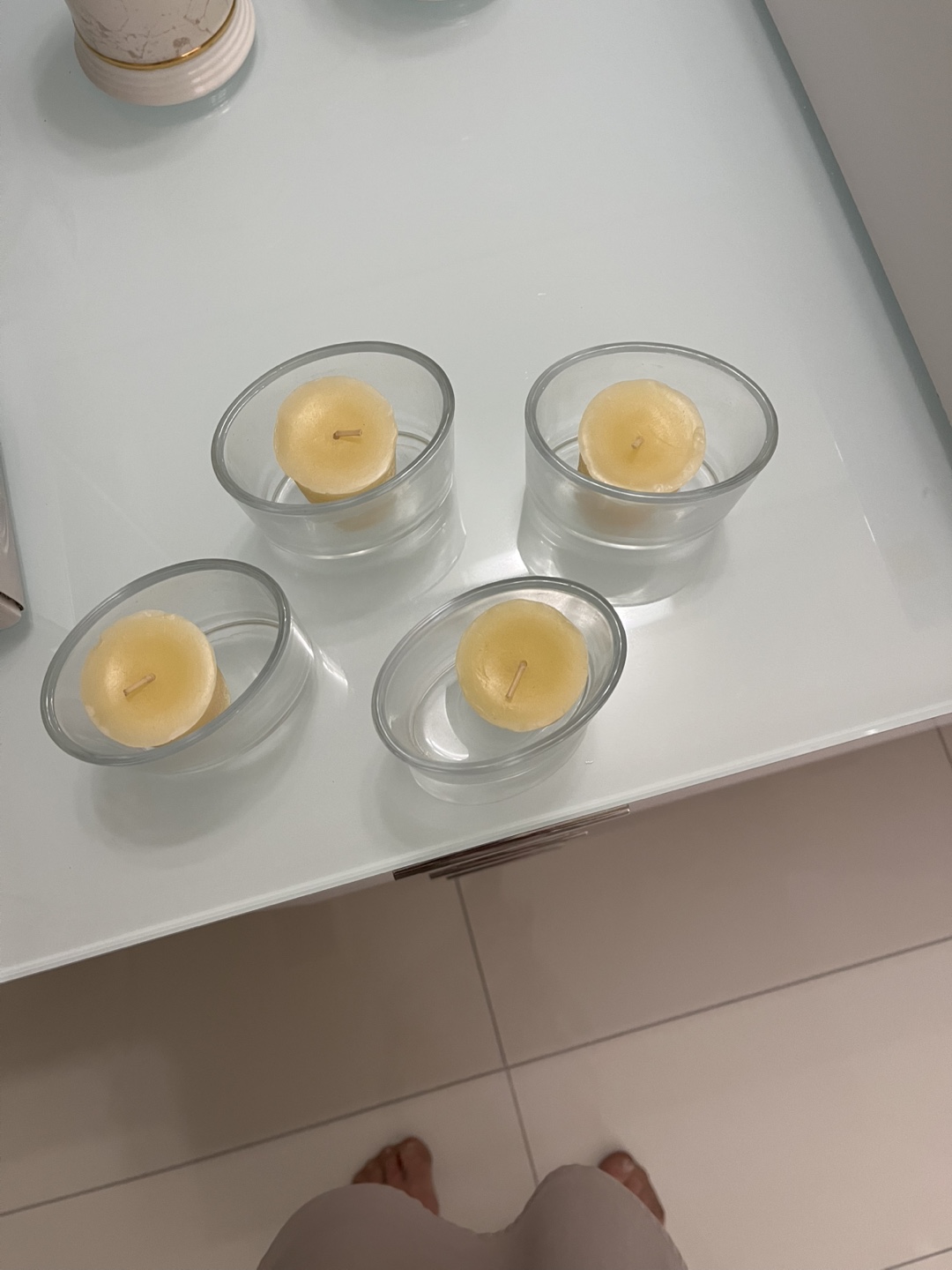 Tea Light Candles with Glass Holders (Set of 4)