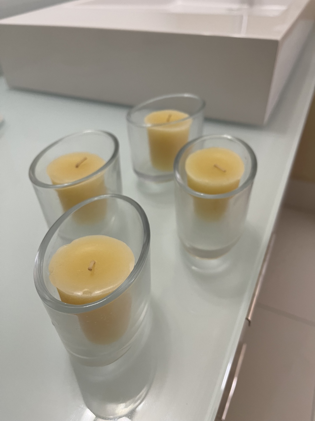 Tea Light Candles with Glass Holders (Set of 4) - photo 2