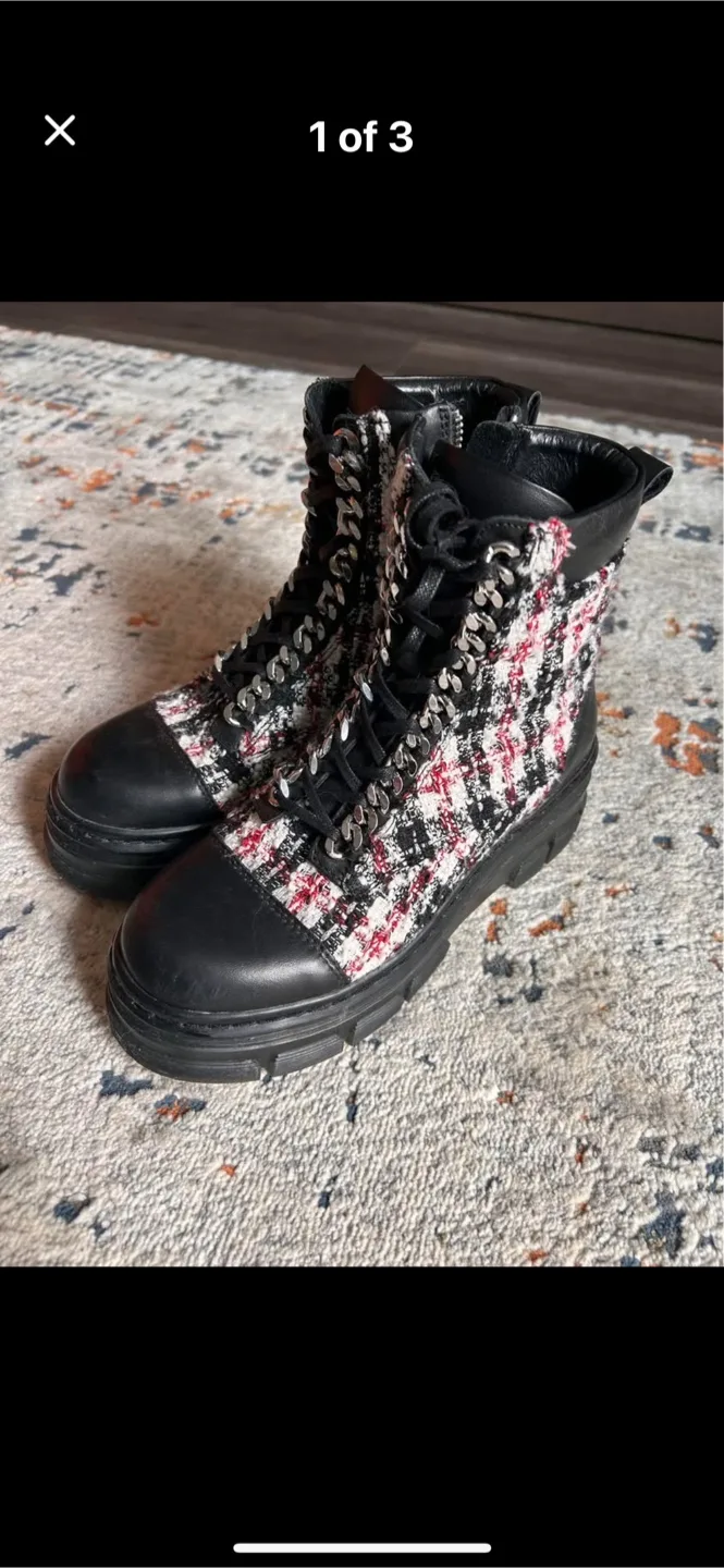 Wishbone Tweed & Leather Boots thumbnail