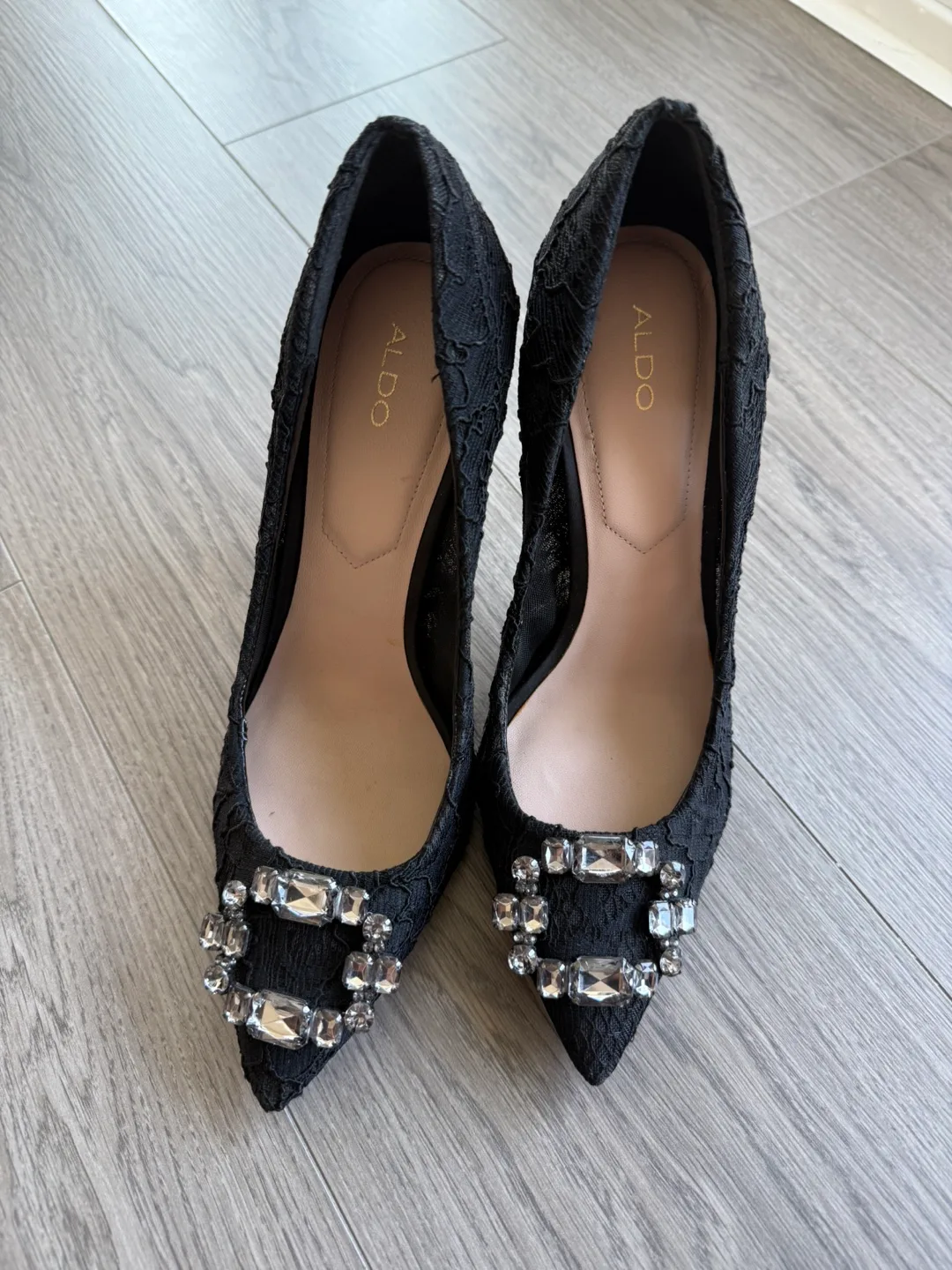 Brand New ALDO Black Lace Heels thumbnail