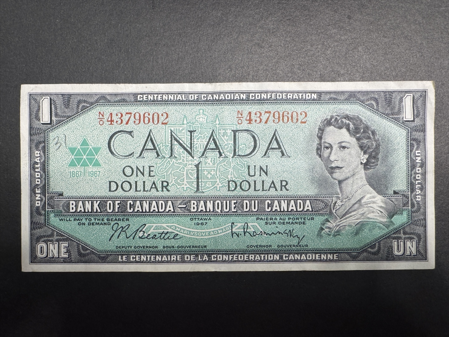 1967 Canadian One Dollar Bill