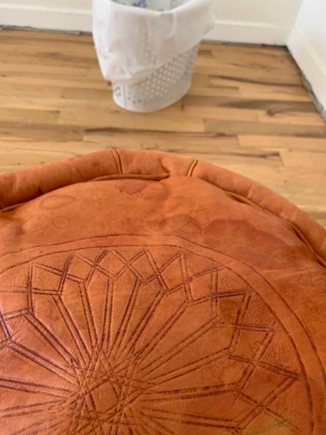 Leather Moroccan Pouf Ottoman image indicator(2)