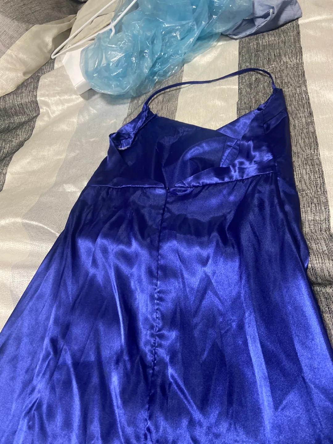 Blue Satin Slit Gown image indicator(2)