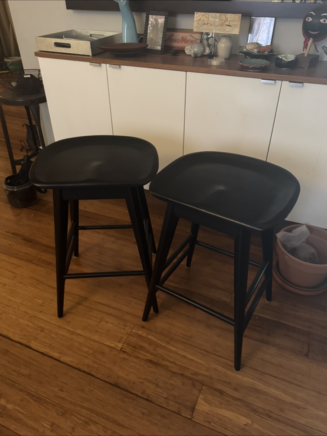Set of 2 Wood Brown Bar Stools $25