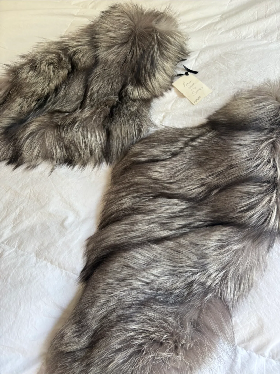Pair of Silver Fox Real Fur Sleeves - Fully Lined thumbnail