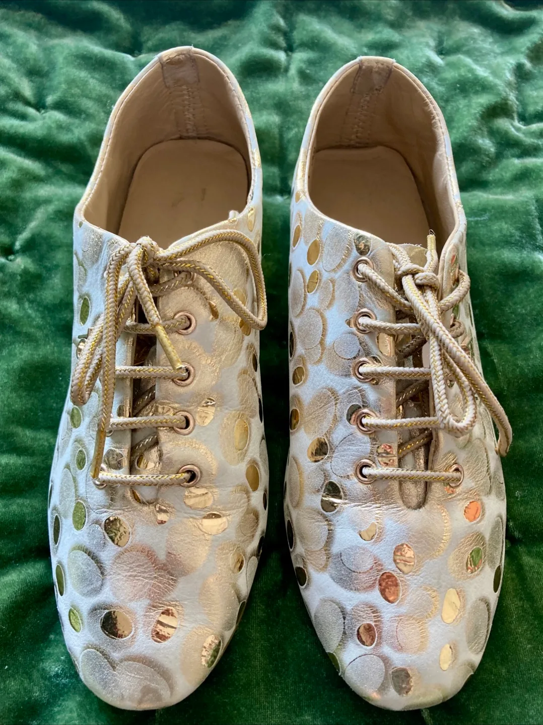 Lace-up Shoes - Beige & Gold thumbnail