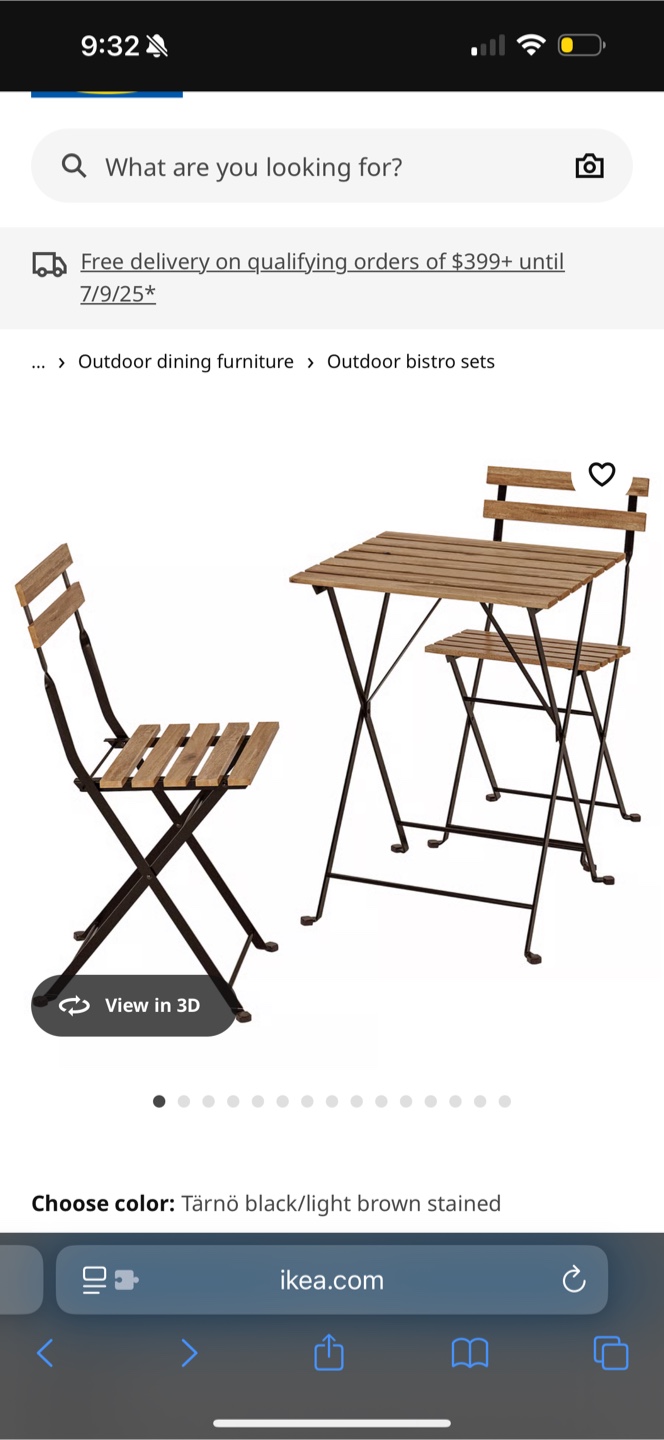 IKEA Tärnö Bistro Set - Black/Light Brown