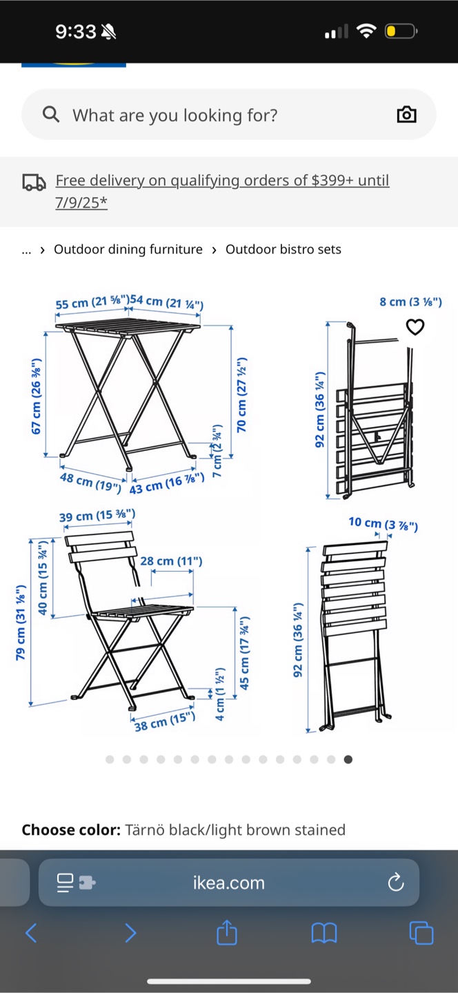 IKEA Tärnö Bistro Set - Black/Light Brown - photo 3