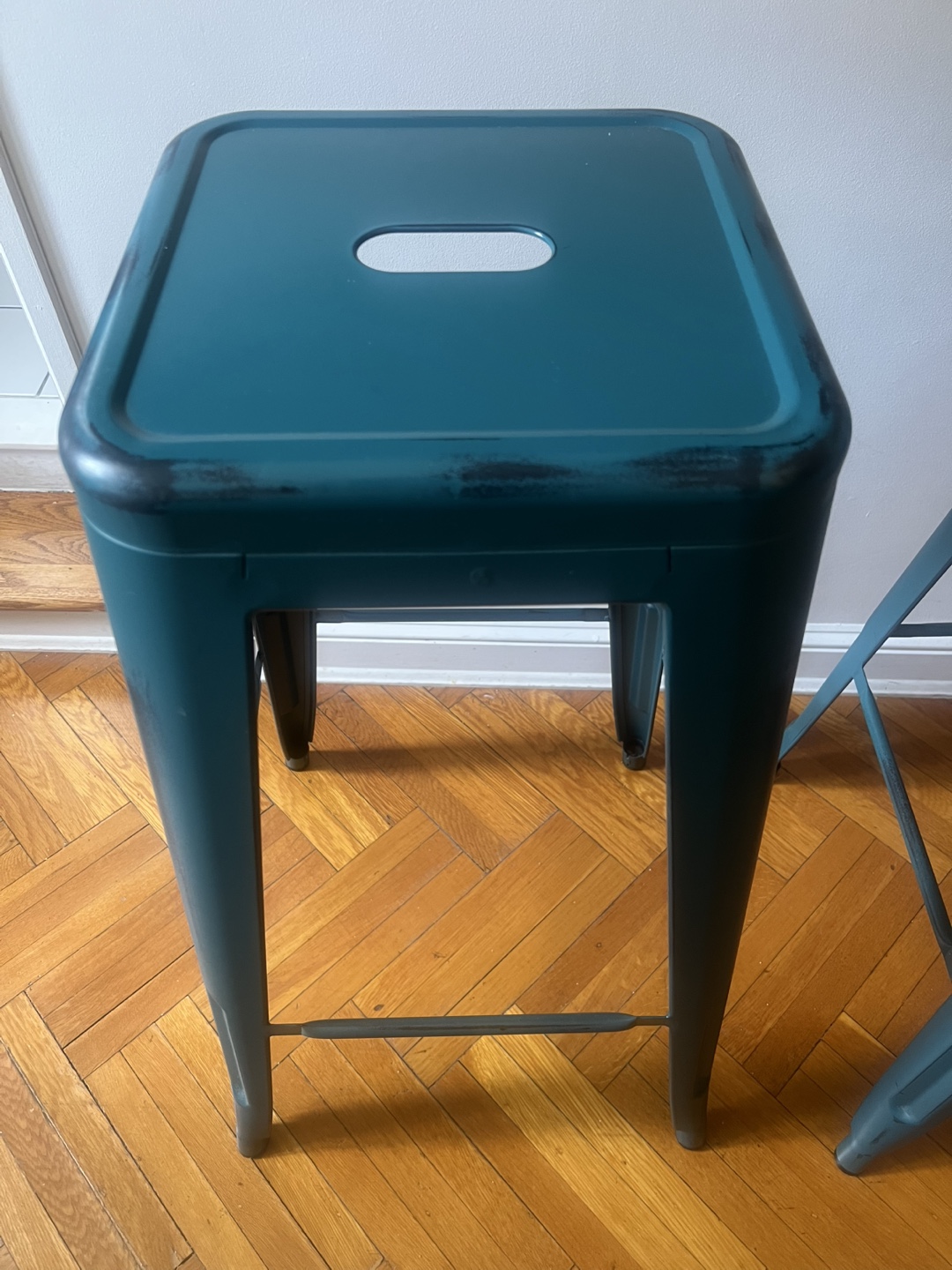 Set of 3 Teal Metal Bar Stools - photo 2