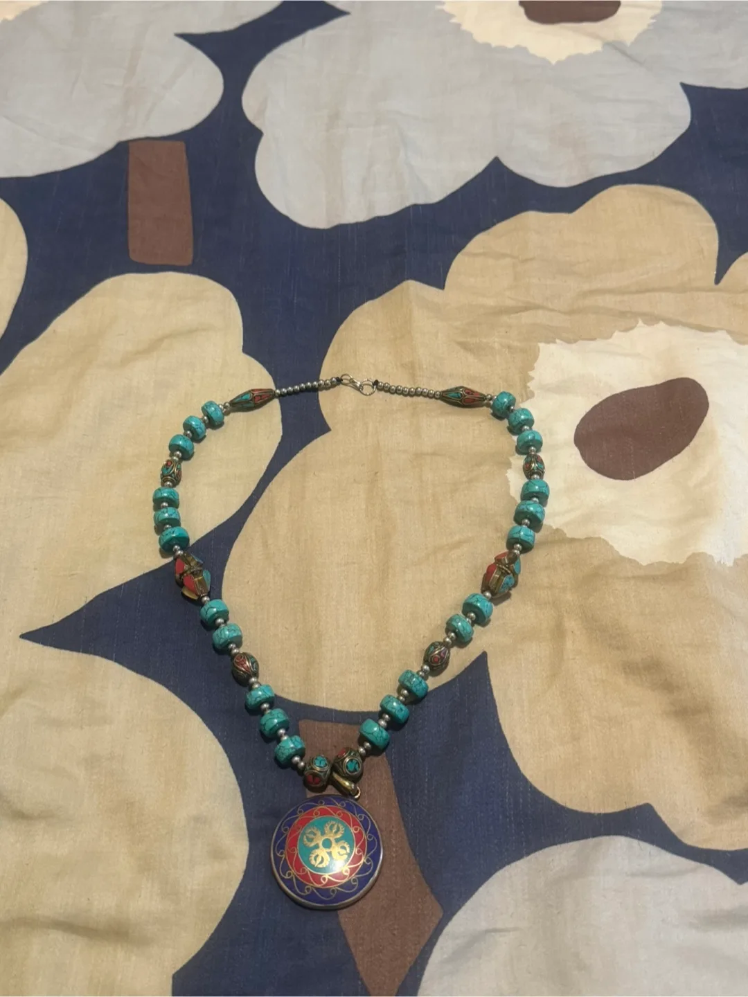 Turquoise Beaded Necklace with Pendant thumbnail