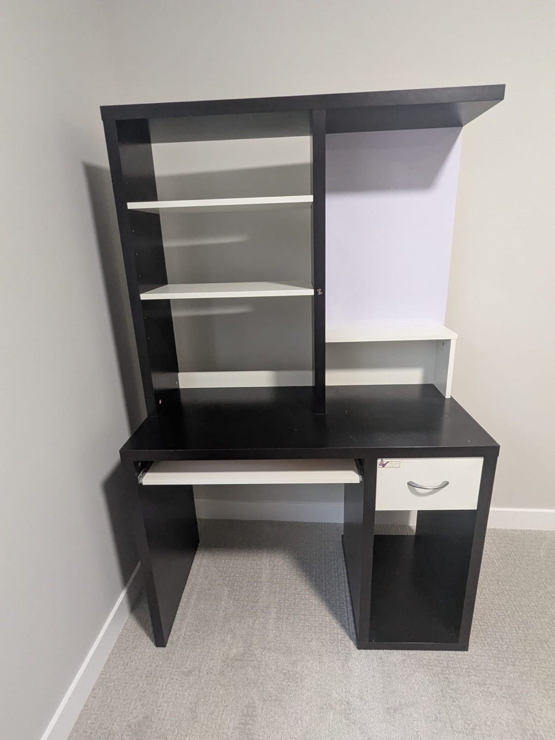Black & White Desk with Hutch