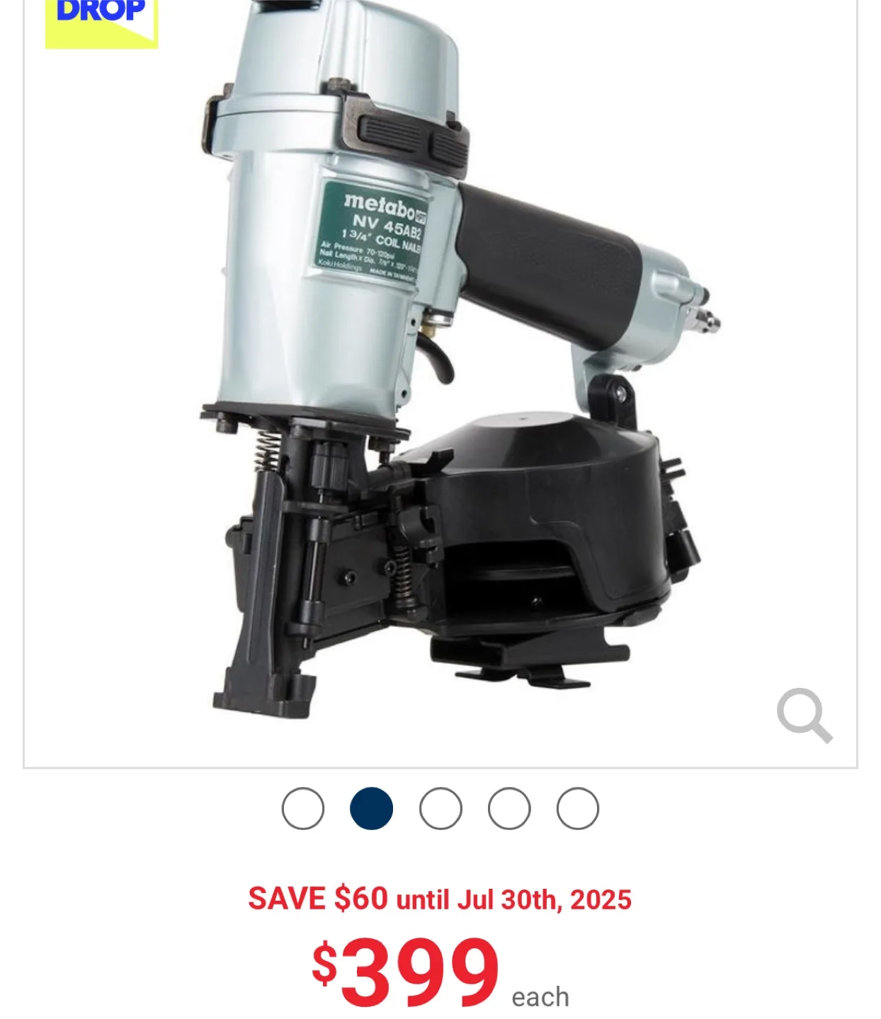 Metabo HPT NV 45AB2 Coil Nailer - Like New! thumbnail