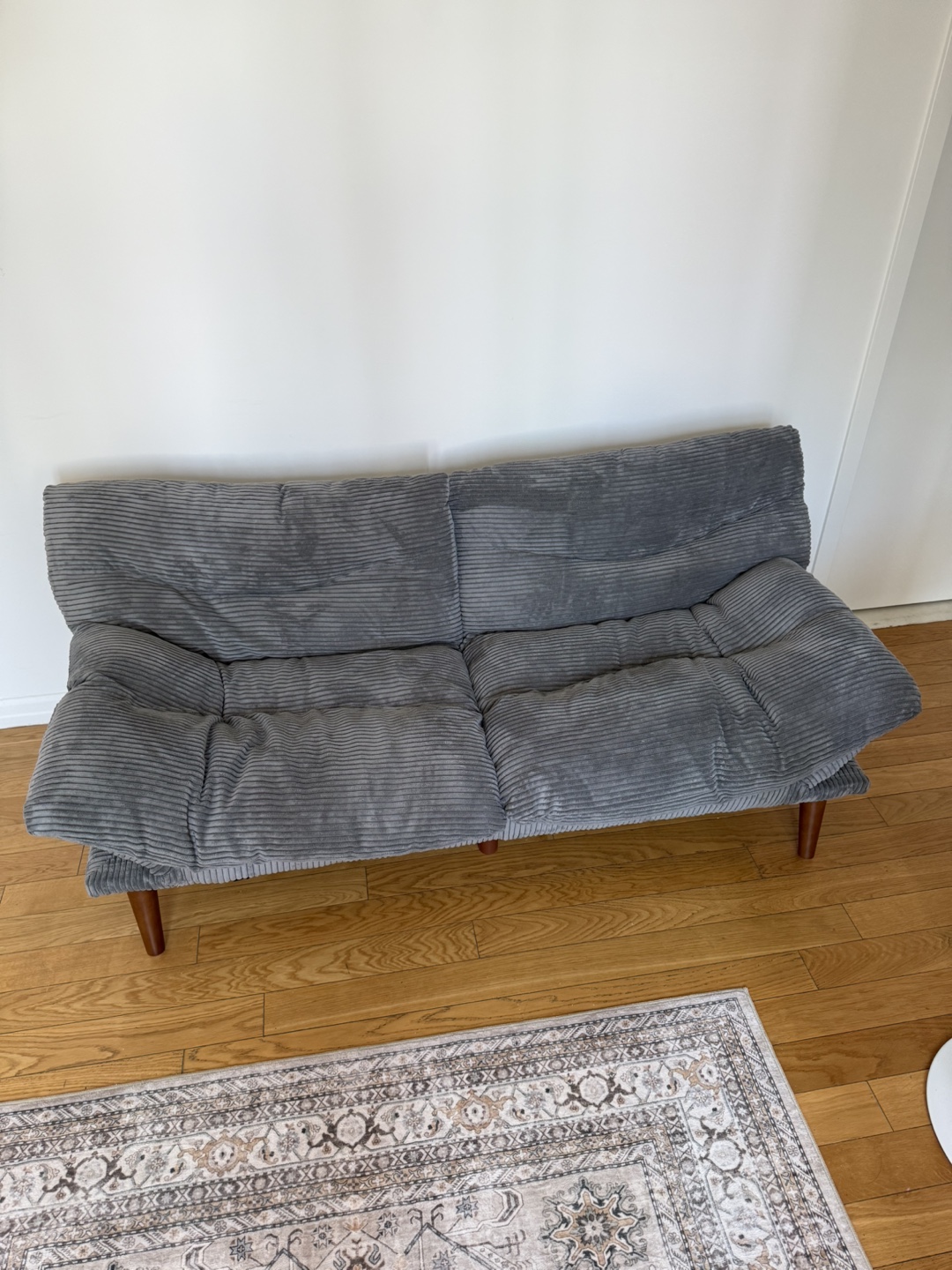 Gray Corduroy Convertible Futon