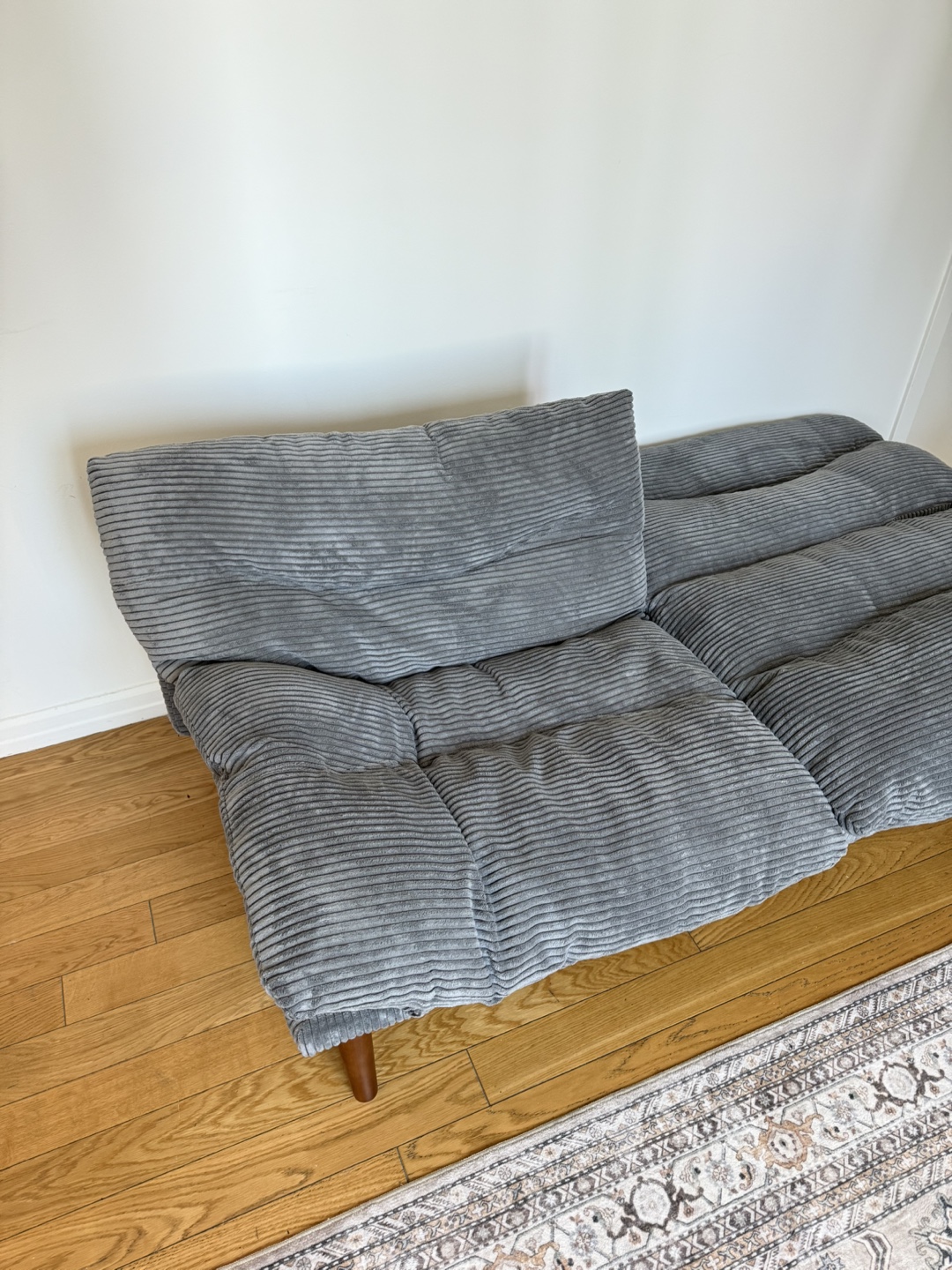 Gray Corduroy Convertible Futon - photo 3