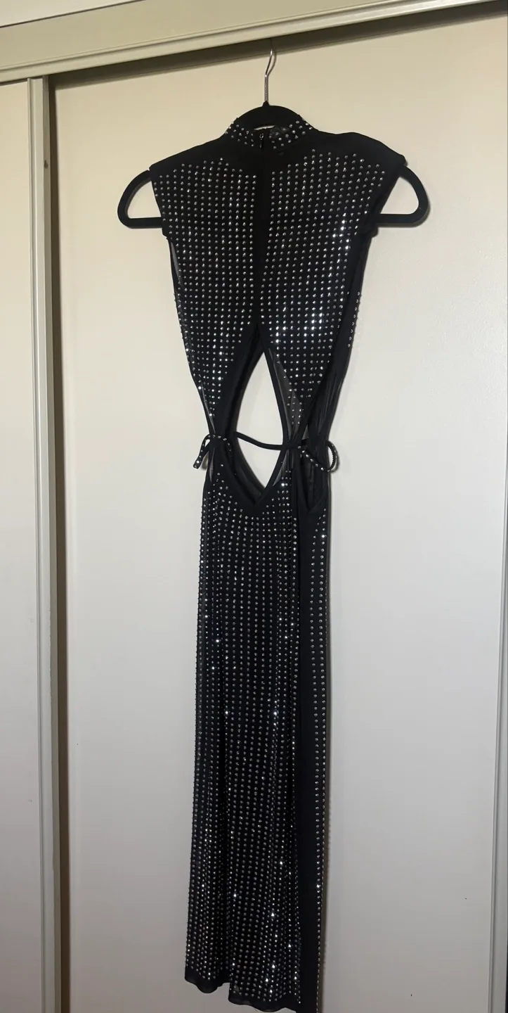 Black Sheer Dress with Rhisntone thumbnail