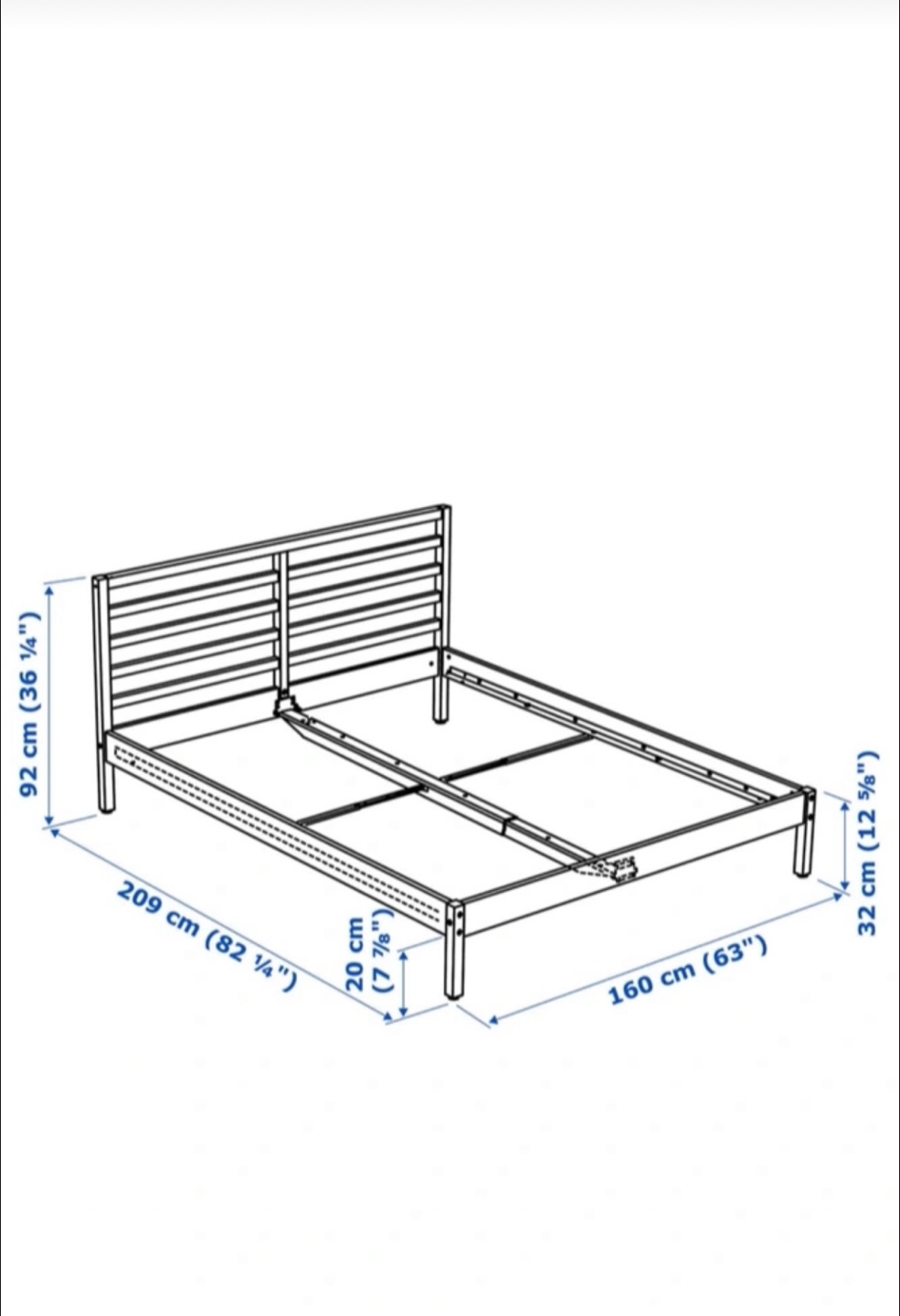 IKEA Queen Bed Frame+ Morgedal Foam Mattress - photo 3