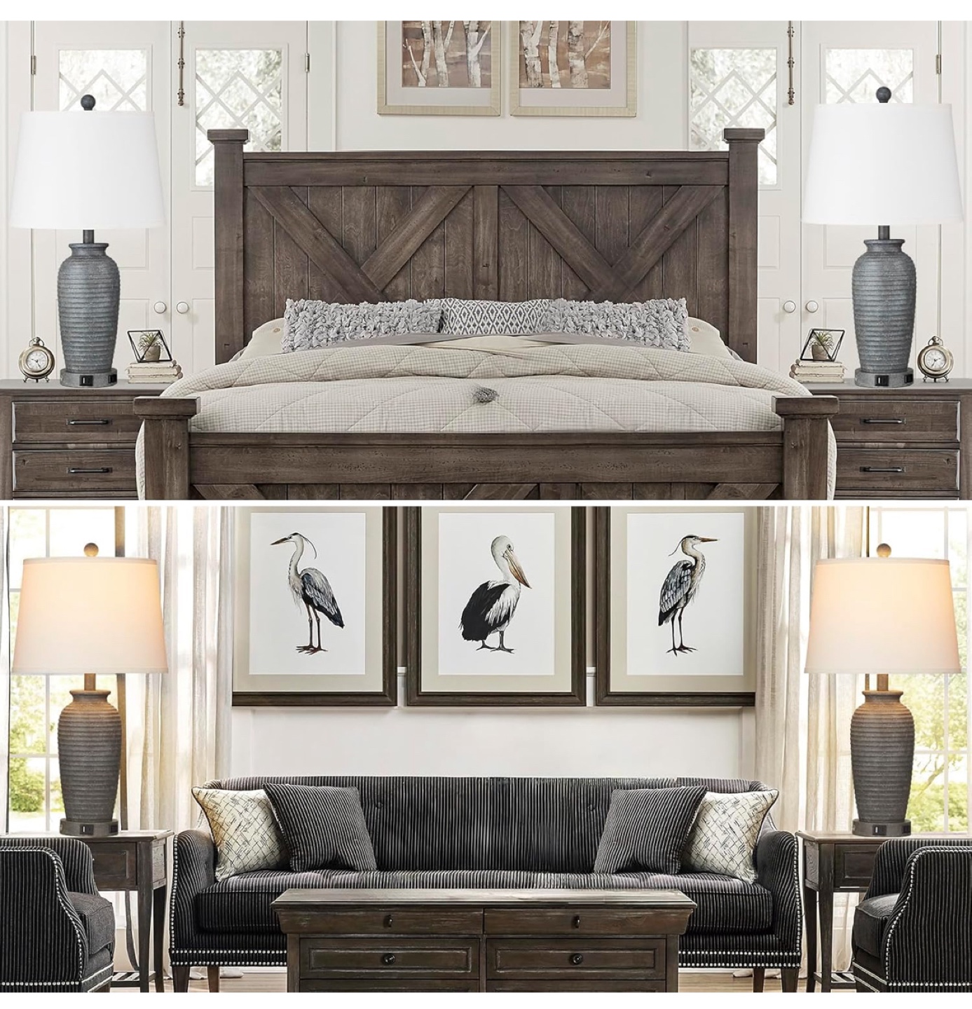 25" Farmhouse Jar Table Lamps Set of 2, - photo 5