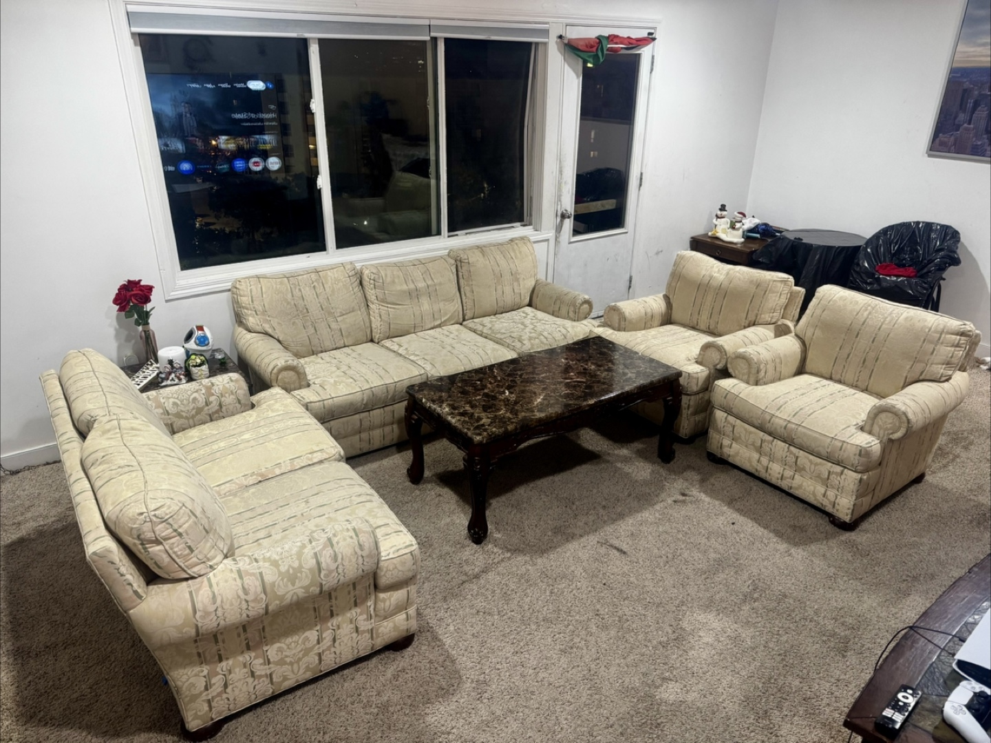 Floral Pattern Sofa and Chairs Set