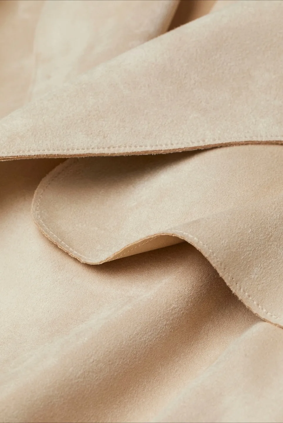 Cream Faux Suede Napped Oversized Trench Coat M/L image indicator(3)