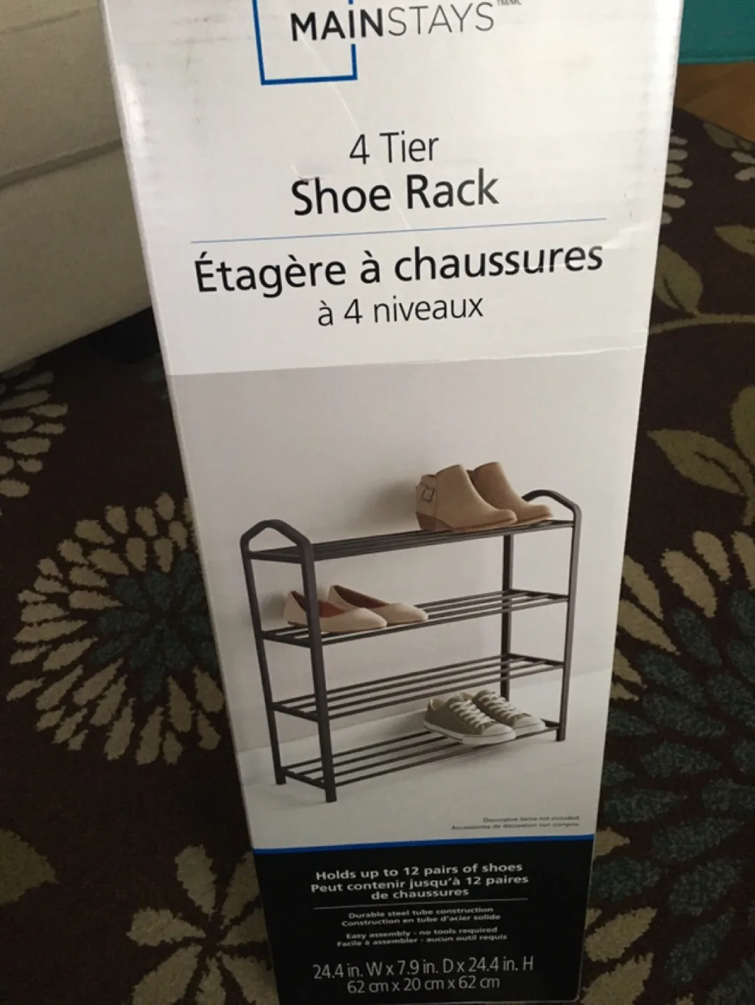Mainstays 4-Tier Shoe Rack - Holds 12 Pairs image indicator(2)