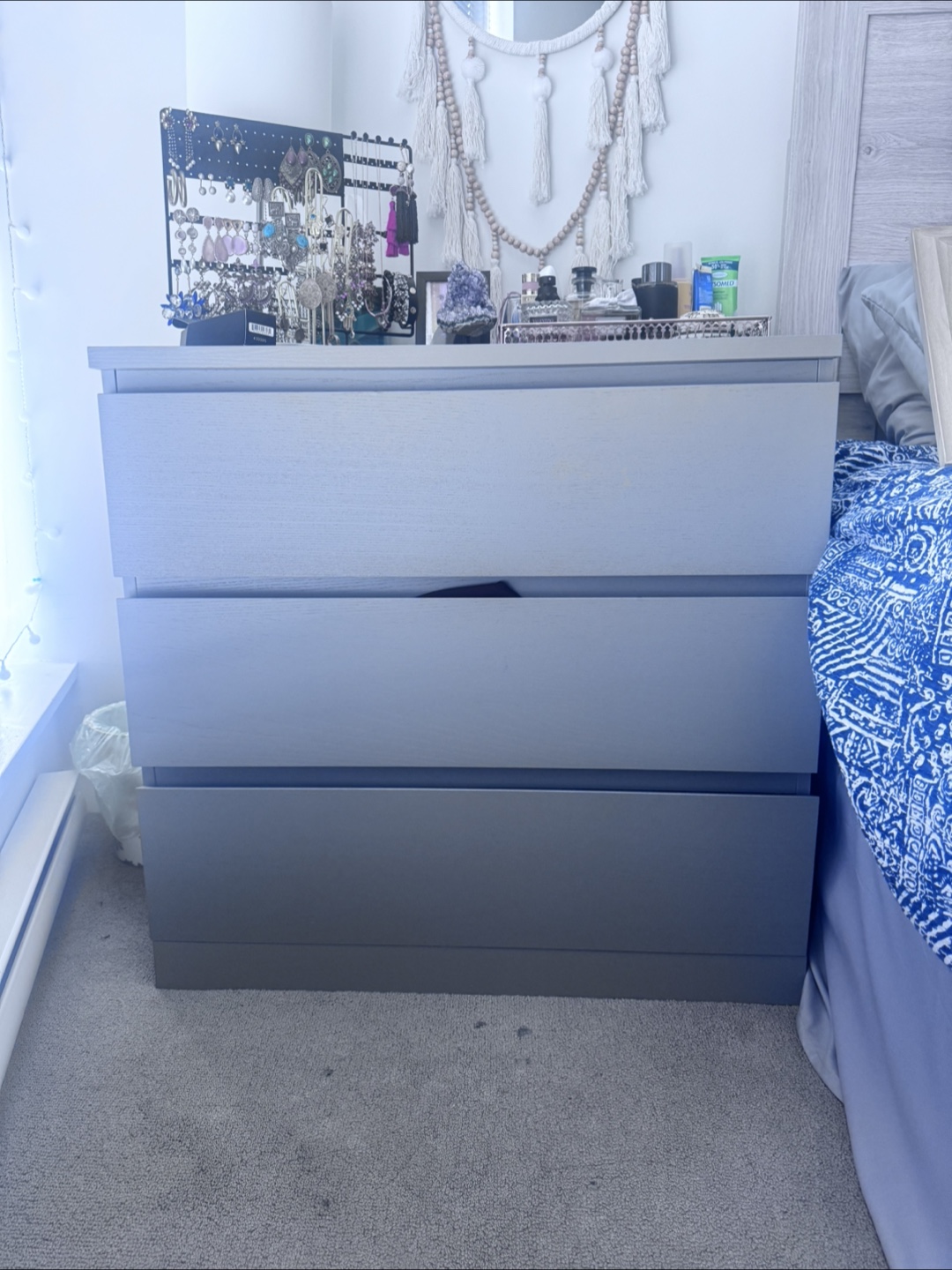 Grey Nightstand with Dresser