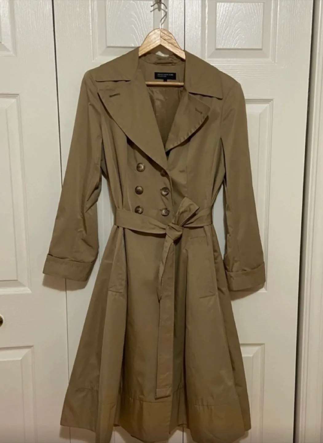 Jones New York Classic Tan Double Breasted Trench Coat Size L thumbnail