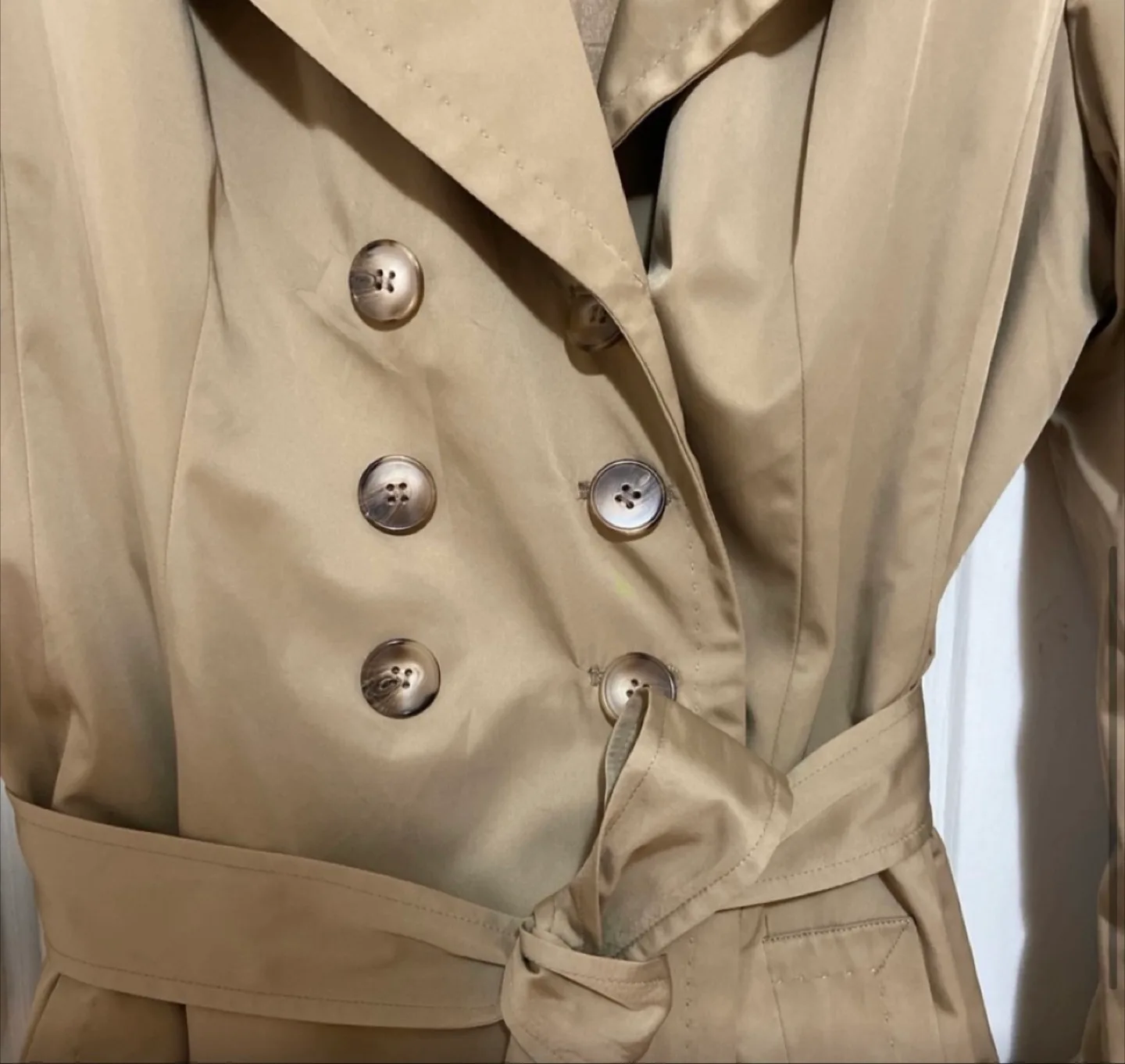 Jones New York Classic Tan Double Breasted Trench Coat Size L image indicator(4)