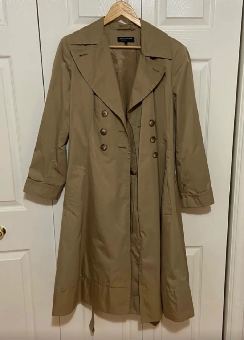 Jones New York Classic Tan Double Breasted Trench Coat Size L image indicator(2)