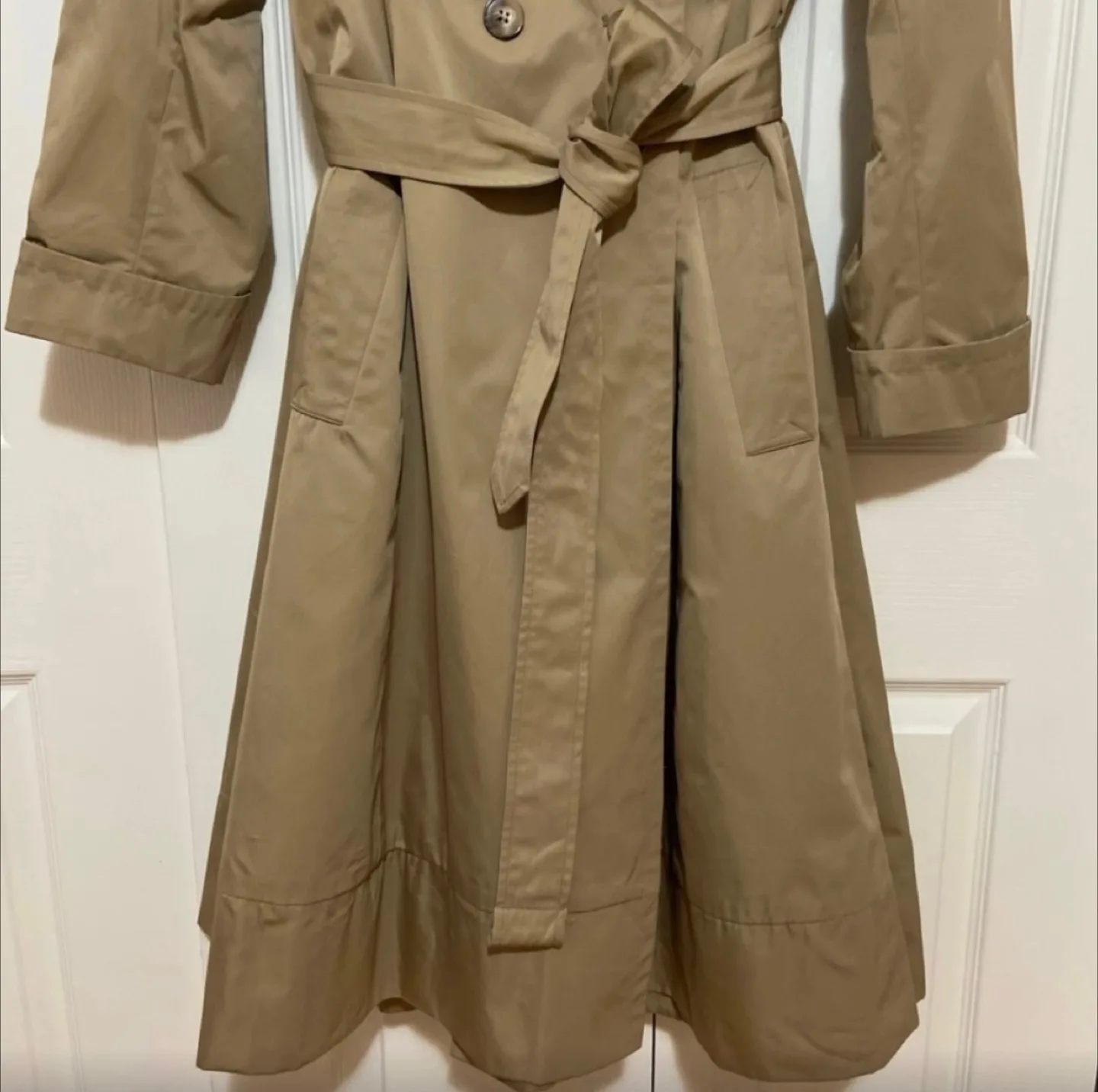 Jones New York Classic Tan Double Breasted Trench Coat Size L image indicator(5)