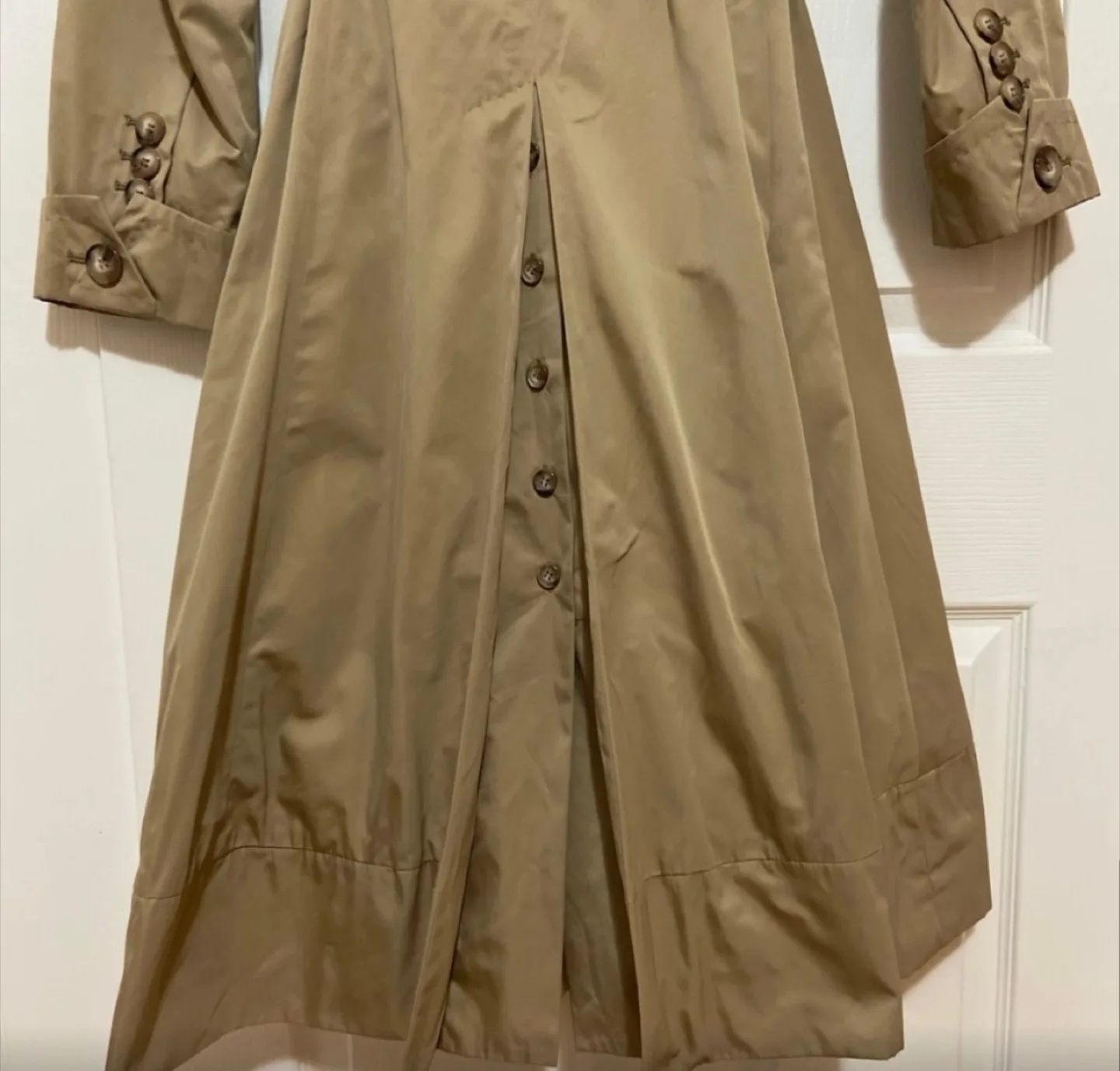 Jones New York Classic Tan Double Breasted Trench Coat Size L image indicator(8)