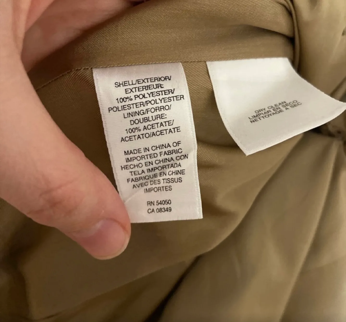 Jones New York Classic Tan Double Breasted Trench Coat Size L image indicator(10)