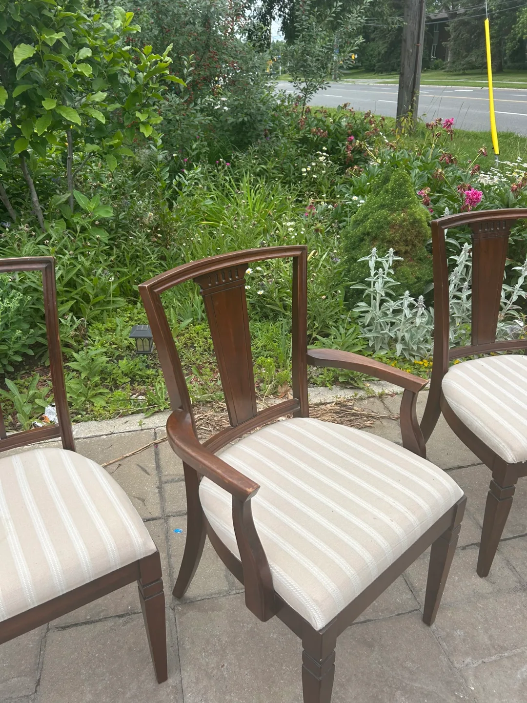 Wooden Dining Chairs with Striped Cushions image indicator(2)