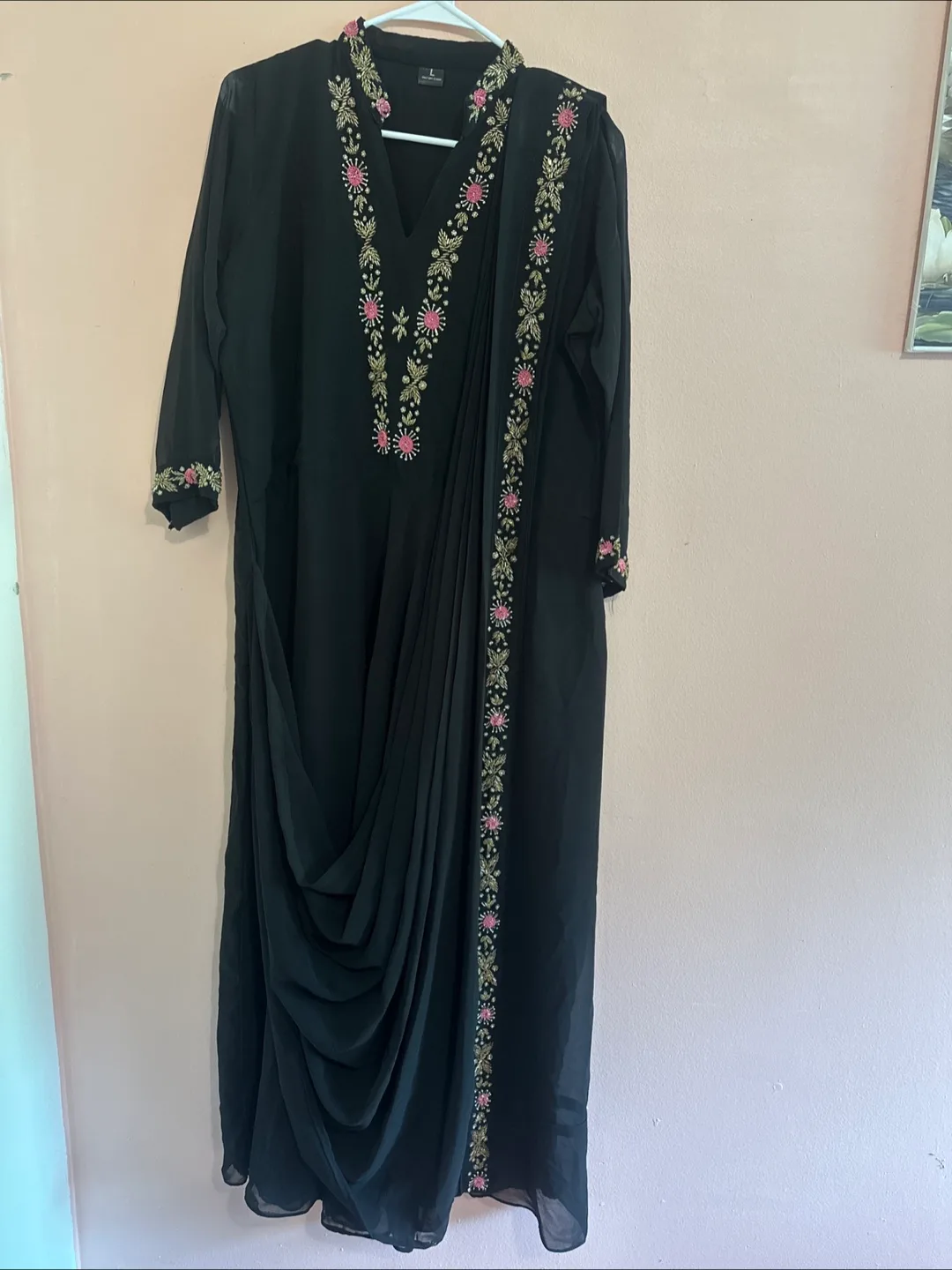 Black Embroidered Dress - Size L thumbnail