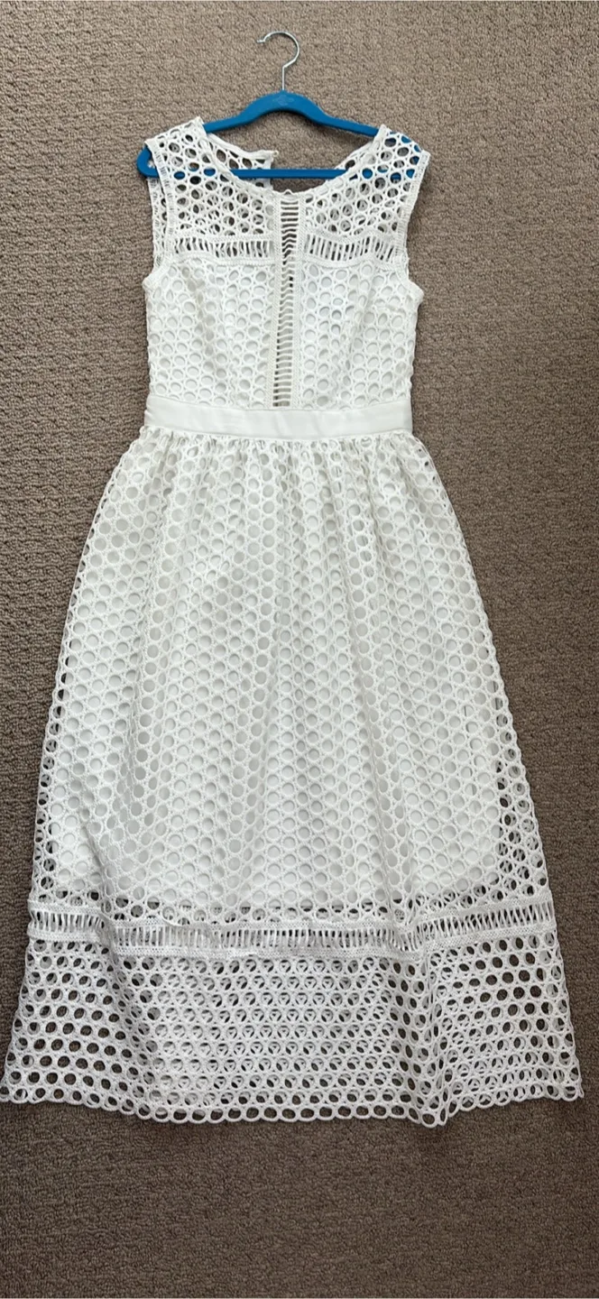 AQUA White Eyelet Dress - Size XS thumbnail