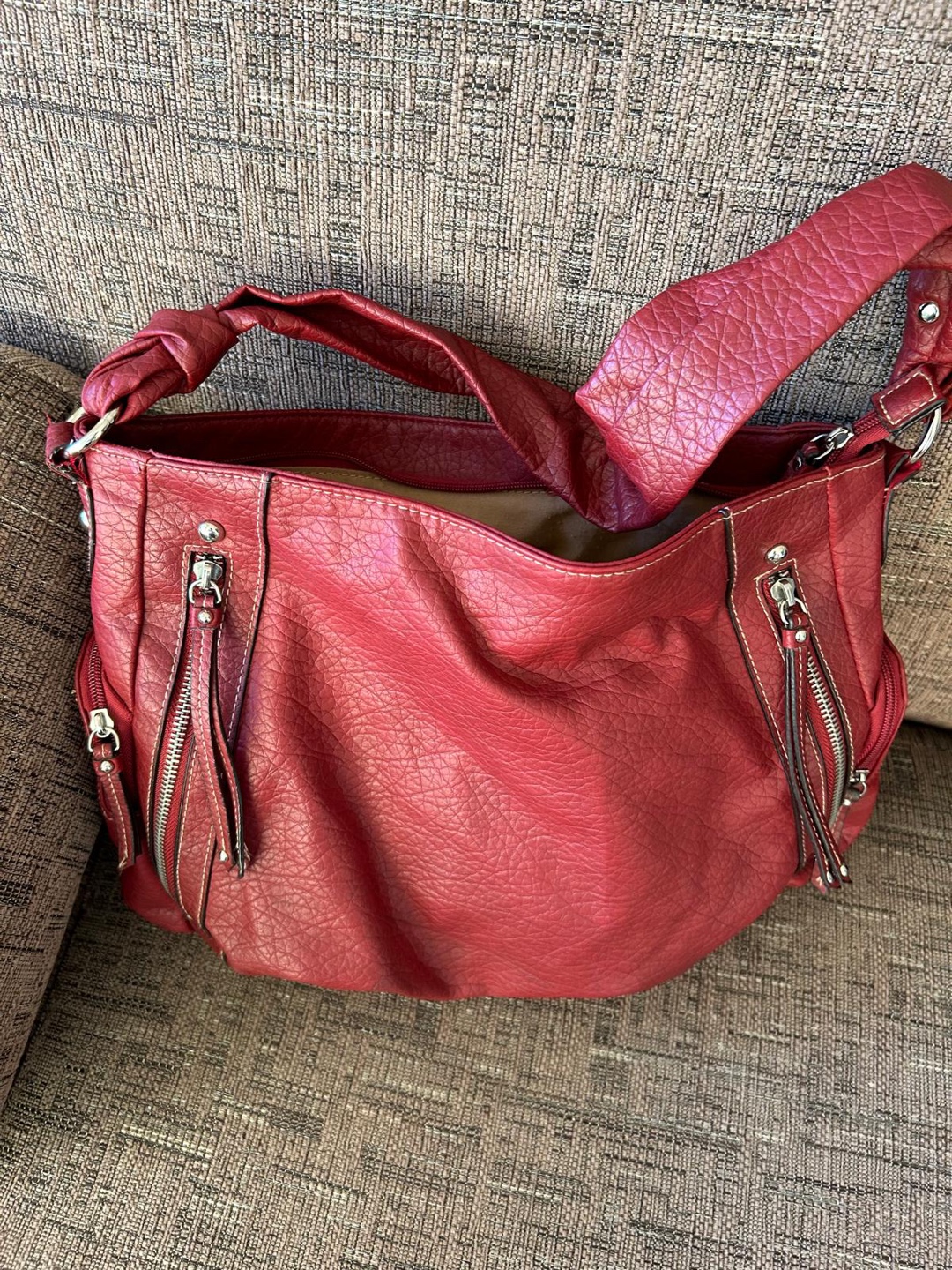 Red Leather Shoulder Bag