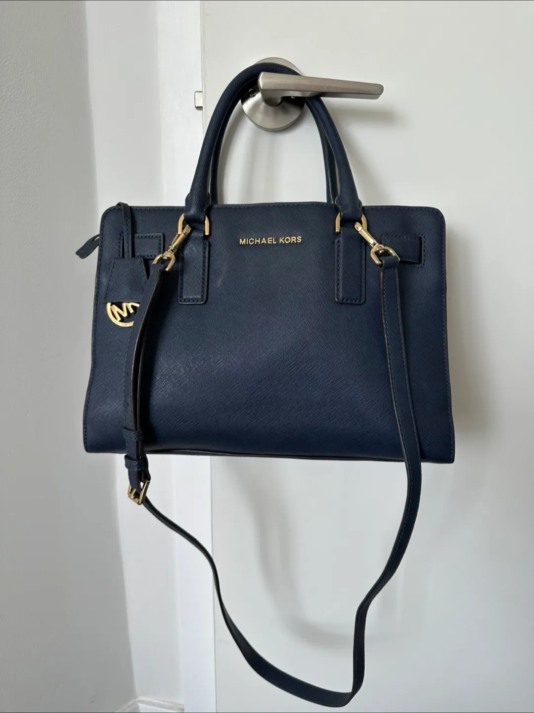 Michael Kors Navy Leather Handbag thumbnail