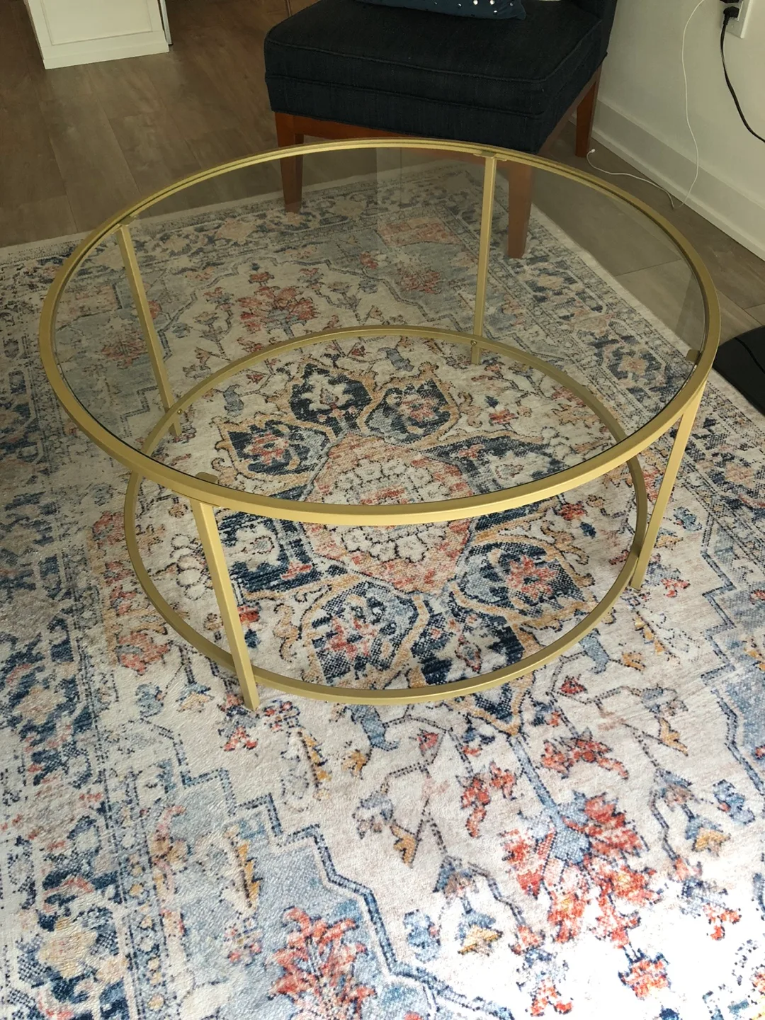 Round Glass & Gold Coffee Table thumbnail