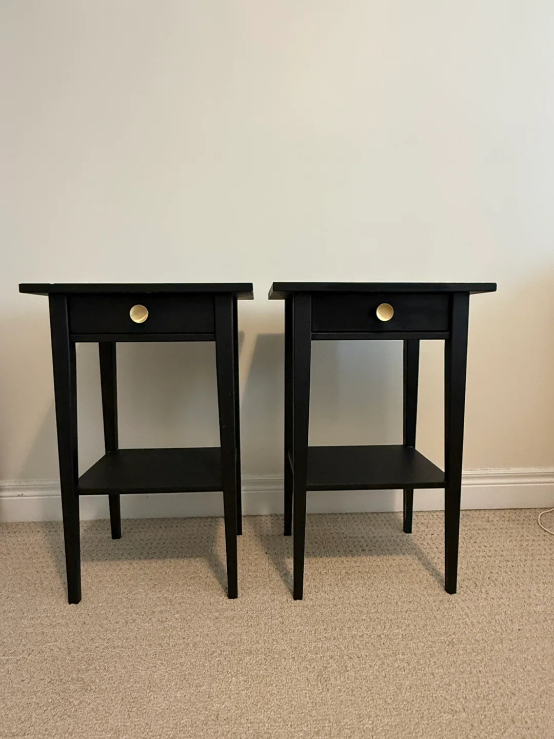 2 IKEA HEMNES Nightstands – Custom Black with Brass Knobs thumbnail