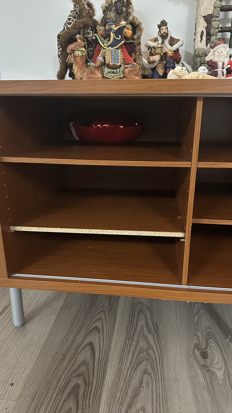 Brown TV Stand with Sliding Glass Door - photo 4